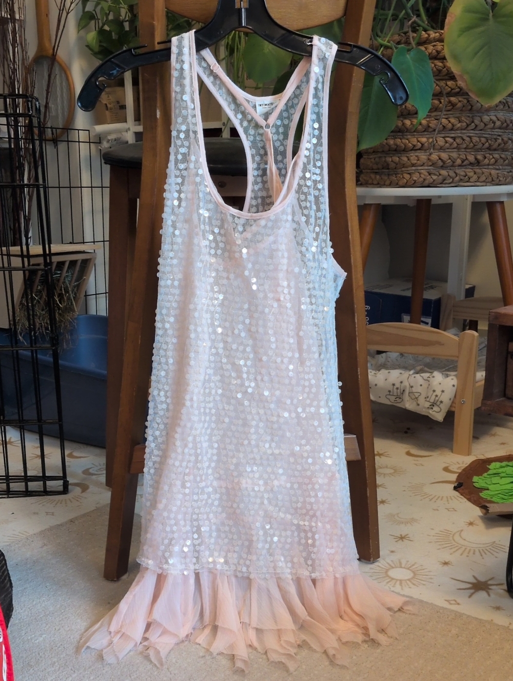 Free People Intimately Sequin Sheer Double Layer Dress - Blush Pink